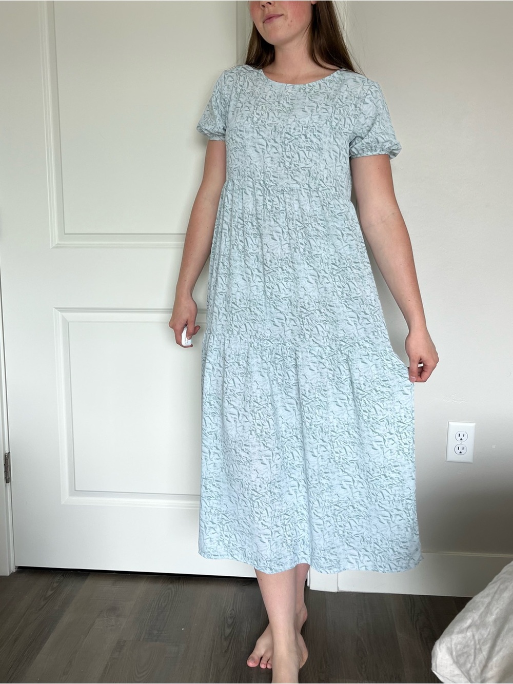 Shop Stevie Pale Blue Textured Maxi Dress